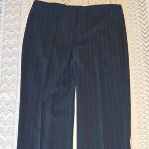 Mango Chalk-stripe Straight Pants Inseam 32” BLUE Size 8